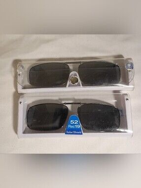 2 Foster Grant Solar Shield Polarized Clip-On Sunglasses  52 Rec 19 & 54 Rec 15